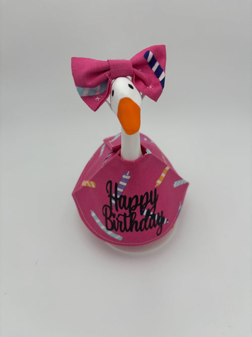 Birthday Goose Outfit – Handmade Party Decor, 7" desk Geese