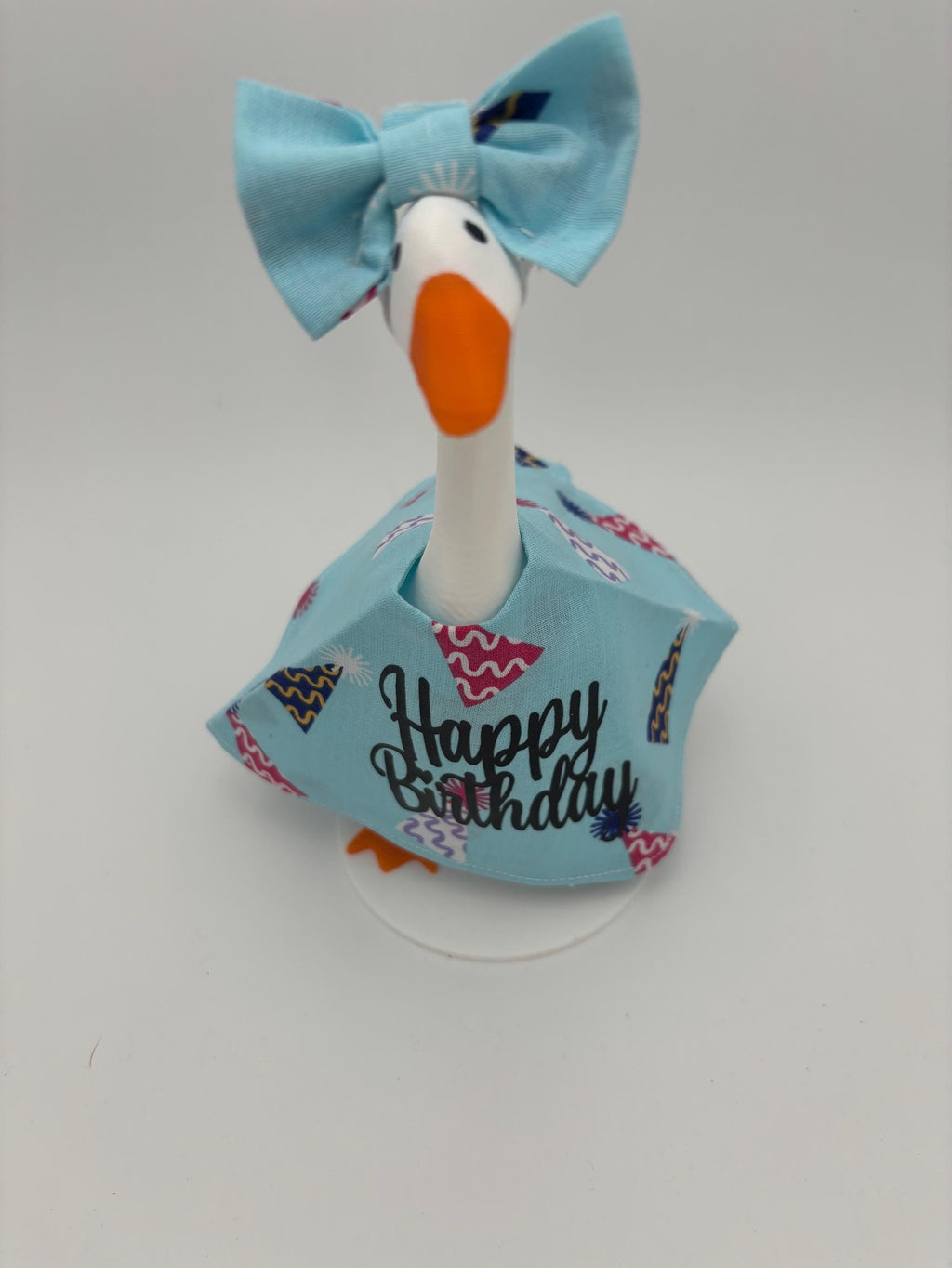 Birthday Goose Outfit – Handmade Party Decor, 7" desk Geese