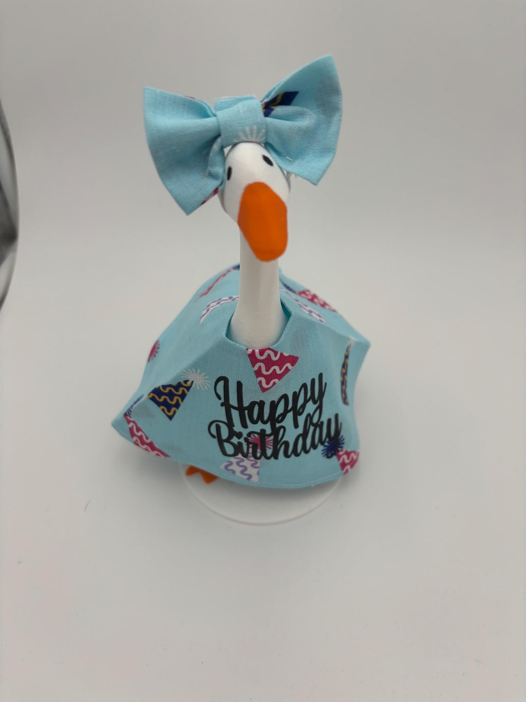 Birthday Goose Outfit – Handmade Party Decor, 7" desk Geese