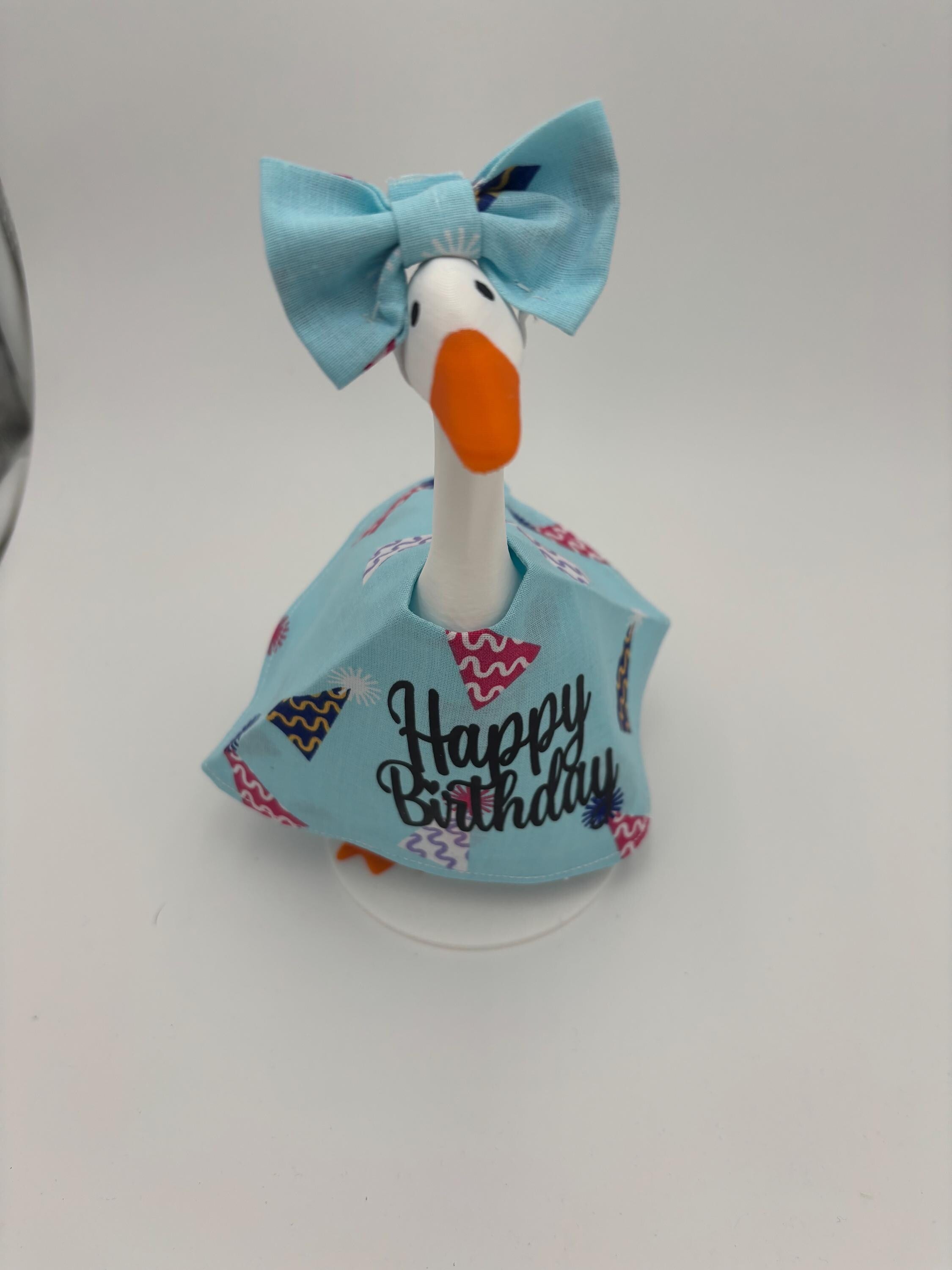 Birthday Goose Outfit – Handmade Party Decor, 7" desk Geese